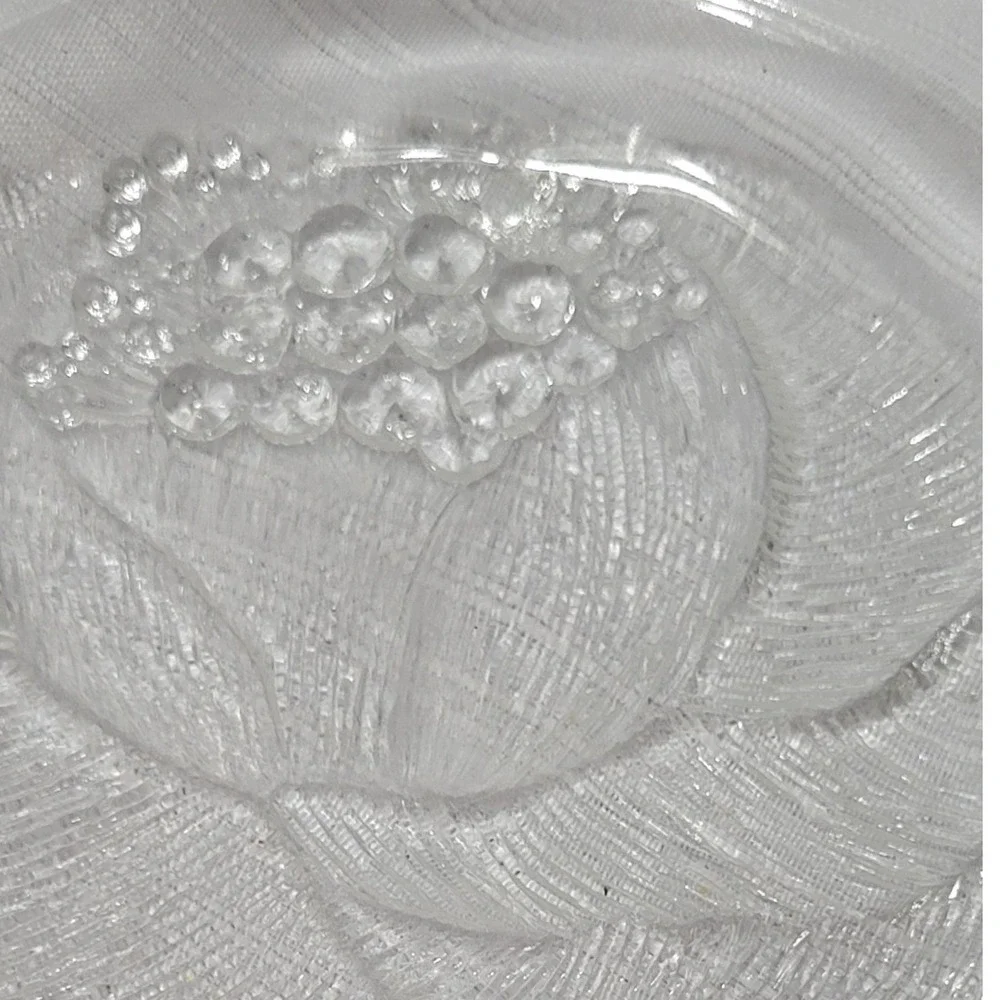 Vintage Lotus Floral Embossed Salad Dessert Plates 7.5